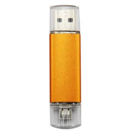 16GB Double Plug Cellphone/PC USB Flash Drive Dual-Purpose Memory Stick Yellow