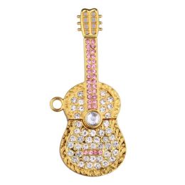 Crystal Guitar Design USB 2.0 Flash Drive Memory Stick Memory Disk 16GB Gold