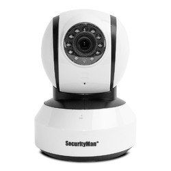 SecurityMan DIY Wireless/Wired IP Pan-Tilt Indoor Security Camera w/ SD Recorder